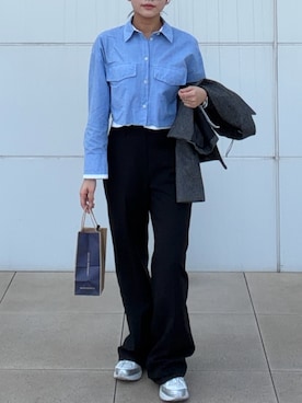 「ZARA（ザラ）のアイテム（シャツ/ブラウス、ブルー系）」を使った、rubyさん（レディース・161cm）の春コーディネート