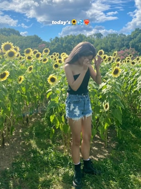 「ひまわり畑」｜「アイテム（ブーツ）」を使った、Eri🥀さん（レディース・156cm）の秋コーディネート