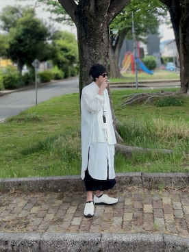 「Yohji Yamamoto POUR HOMME（ヨウジヤマモトプールオム）のHE-B79-094（シャツ/ブラウス、ホワイト系）」を使った、yst(不定期)さん（メンズ・172cm）の夏コーディネート
