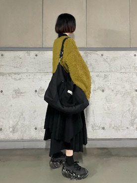 「アイテム（ボストンバッグ）」を使った、MIHOさん（レディース・153cm）の冬コーディネート