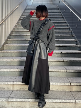 「アイテム（スカート）」を使った、MIHOさん（レディース・153cm）の秋コーディネート