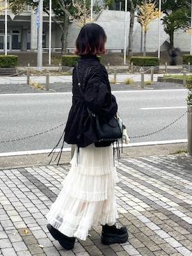 「アイテム（スカート）」を使った、MIHOさん（レディース・153cm）の秋コーディネート