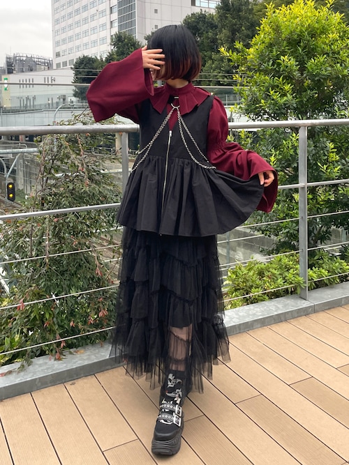 希少/レアモデル/genten/モックネック レザー ベスト フェザーVネックニットベスト | 小柄・低身長女性向け