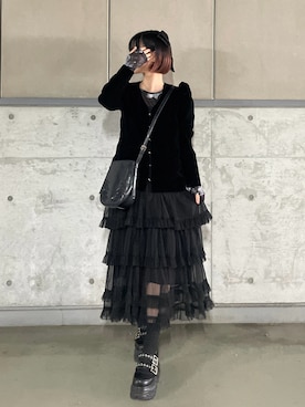 「アイテム（ノーカラージャケット）」を使った、MIHOさん（レディース・153cm）の秋コーディネート
