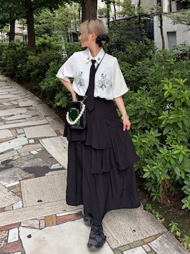 「grounds（グラウンズ）のアイテム」を使った、MIHOさん（レディース・153cm）の夏コーディネート