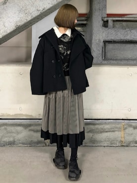 「grounds（グラウンズ）のgrounds / グラウンズ/ 別注MOOPIE RF/BLACK（スニーカー、ブラック系）」を使った、MIHOさん（レディース・153cm）の冬コーディネート