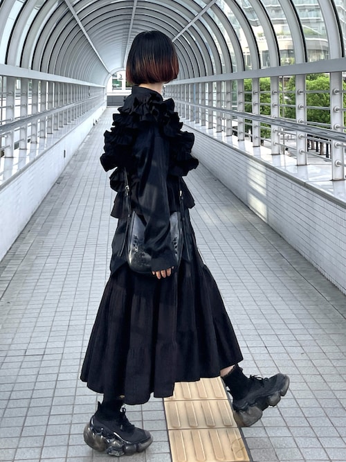 セール】ロングスカート 白 黒 Aライン ティアード スカート ロング