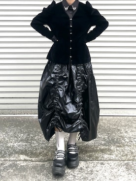 「アイテム（ノーカラージャケット）」を使った、MIHOさん（レディース・153cm）の秋コーディネート