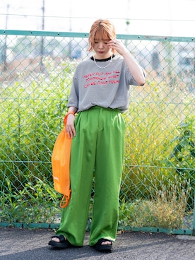 「腰パン」｜しらこさん（レディース・153cm）の夏コーディネート