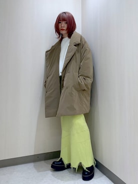 「イエローコーデ」｜「アイテム（その他アウター）」を使った、しらこさん（レディース・153cm）の冬コーディネート