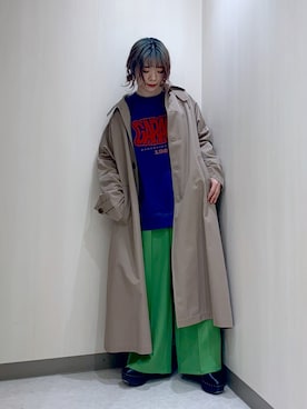 「PAGEBOY」｜「アイテム（ステンカラーコート）」を使った、しらこさん（レディース・153cm）の冬コーディネート