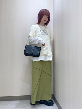 「PAGEBOY（ページボーイ）のチェーンスタッズショルダー（ショルダーバッグ）」を使った、しらこさん（レディース・153cm）の夏コーディネート