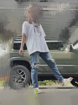 「NIKE(ナイキ)のアイテム(トップス)」を使った、miiiiさん(レディース・154cm)の夏コーディネート