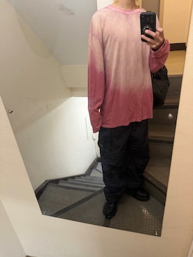 「SHEEN（シーン）のアイテム（Tシャツ/カットソー、ピンク系）」を使った、JUNさん（メンズ・167cm）の夏コーディネート