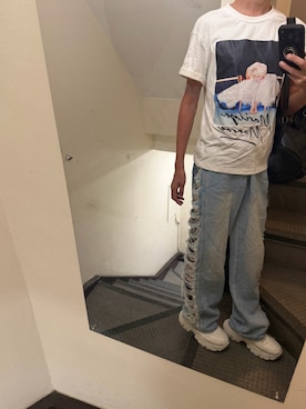 「SHEEN（シーン）のアイテム（Tシャツ/カットソー、ホワイト系）」を使った、JUNさん（メンズ・167cm）の夏コーディネート