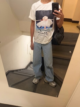 「SHEEN（シーン）のアイテム（Tシャツ/カットソー、ホワイト系）」を使った、JUNさん（メンズ・167cm）の夏コーディネート