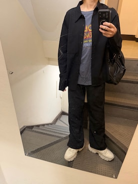 「GU（ジーユー）のアイテム（タンクトップ、グレー系）」を使った、JUNさん（メンズ・167cm）の夏コーディネート