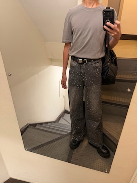 「ZARA（ザラ）のアイテム（Tシャツ/カットソー、グレー系）」を使った、JUNさん（メンズ・167cm）の夏コーディネート