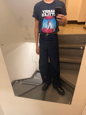 「GU（ジーユー）のアイテム（デニムパンツ、ブルー系）」を使った、JUNさん（メンズ・167cm）の秋コーディネート