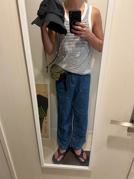 「H&M（エイチ・アンド・エム）のアイテム（帽子）」を使った、JUNさん（メンズ・167cm）の夏コーディネート