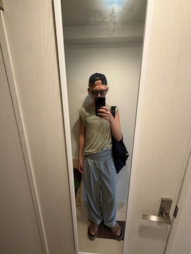 「SHEEN（シーン）のアイテム（キャップ、ブラック系）」を使った、JUNさん（メンズ・167cm）の夏コーディネート
