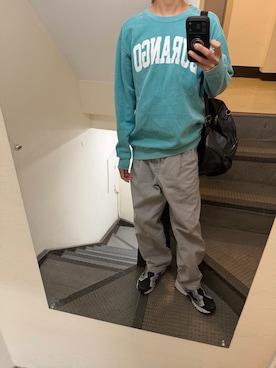 「comfort colors（コンフォートカラーズ）のアイテム（スウェット、ブルー系）」を使った、JUNさん（メンズ・167cm）の春コーディネート