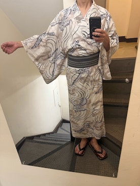 「レンタルあきのアイテム（浴衣、ホワイト系）」を使った、JUNさん（メンズ・167cm）の夏コーディネート