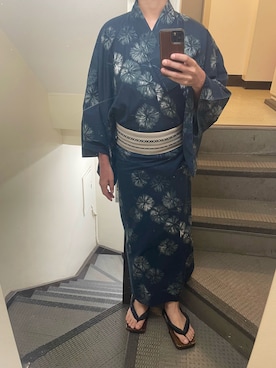 「着物あきのアイテム（浴衣）」を使った、JUNさん（メンズ・167cm・30代）の夏コーディネート