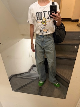 「ケツメイシのアイテム（Tシャツ/カットソー、ホワイト系）」を使った、JUNさん（メンズ・167cm）の夏コーディネート