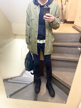 「SPINNS(スピンズ)のアイテム(パーカー)」を使った、JUNさん(メンズ・167cm)の春コーディネート