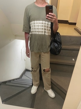 「アイテム（その他パンツ、ブラウン系）」を使った、JUNさん（メンズ・167cm）の夏コーディネート