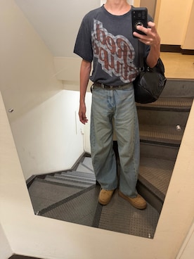 「GU（ジーユー）のアイテム（デニムパンツ、ブルー系）」を使った、JUNさん（メンズ・167cm）の夏コーディネート