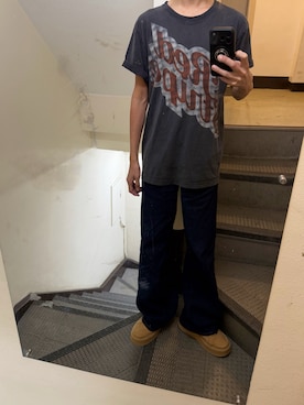 「GU（ジーユー）のアイテム（デニムパンツ、ブルー系）」を使った、JUNさん（メンズ・167cm）の秋コーディネート
