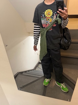 「H&M（エイチ・アンド・エム）のアイテム（トップス）」を使った、JUNさん（メンズ・167cm）の春コーディネート