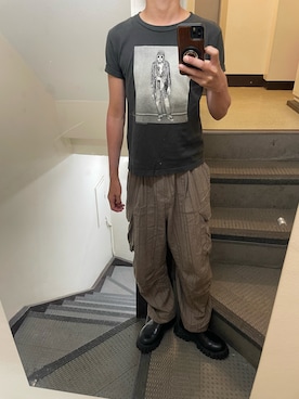 「GU（ジーユー）のアイテム（Tシャツ/カットソー）」を使った、JUNさん（メンズ・167cm・30代）の秋コーディネート
