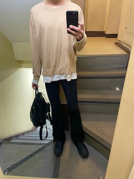 「SpRay（スプレイ）のアイテム（パンツ）」を使った、JUNさん（メンズ・167cm）の秋コーディネート