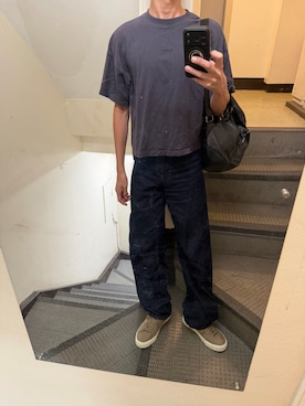 「しまむら（シマムラ）のアイテム（Tシャツ/カットソー、グレー系）」を使った、JUNさん（メンズ・167cm）の夏コーディネート