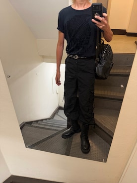 「DIESEL（ディーゼル）のアイテム（Tシャツ/カットソー、ブラック系）」を使った、JUNさん（メンズ・167cm）の夏コーディネート