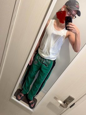 「H&M（エイチ・アンド・エム）のアイテム（帽子）」を使った、JUNさん（メンズ・167cm）の夏コーディネート