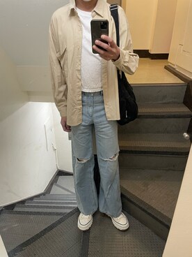 「SPINNS(スピンズ)のアイテム(シャツ/ブラウス)」を使った、JUNさん(メンズ・167cm)の夏コーディネート