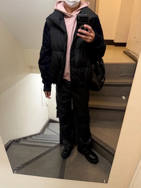 「アイテム（ダウンベスト）」を使った、JUNさん（メンズ・167cm）の冬コーディネート