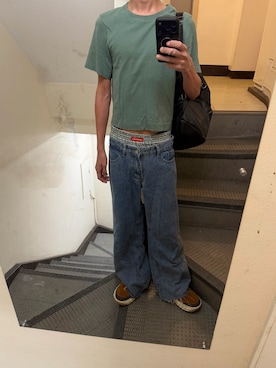 「UNIQLO（ユニクロ）のアイテム（Tシャツ/カットソー、グリーン系）」を使った、JUNさん（メンズ・167cm）の秋コーディネート