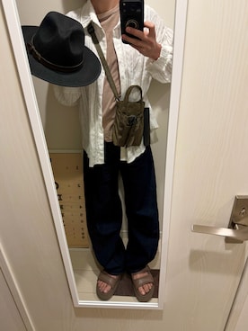 「SPINNS（スピンズ）のアイテム（タンクトップ、ブラウン系）」を使った、JUNさん（メンズ・167cm）の春コーディネート
