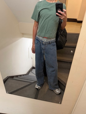 「UNIQLO（ユニクロ）のアイテム（Tシャツ/カットソー、グリーン系）」を使った、JUNさん（メンズ・167cm）の夏コーディネート