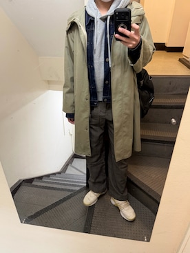 「GU（ジーユー）のアイテム（パーカー、グレー系）」を使った、JUNさん（メンズ・167cm）の春コーディネート