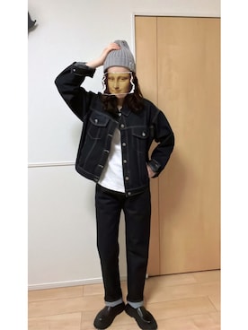 「アイテム（デニムジャケット）」を使った、ﾕｰｴﾇﾕｰさん（レディース・168cm）の冬コーディネート
