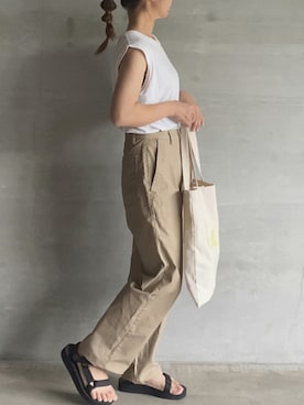「feepur（フェピュール）のアイテム（チノパンツ）」を使った、⁑⁑ぁぃ⁑⁑さん（レディース・157cm）の夏コーディネート