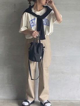 「feepur（フェピュール）のアイテム（チノパンツ）」を使った、⁑⁑ぁぃ⁑⁑さん（レディース・157cm）の夏コーディネート