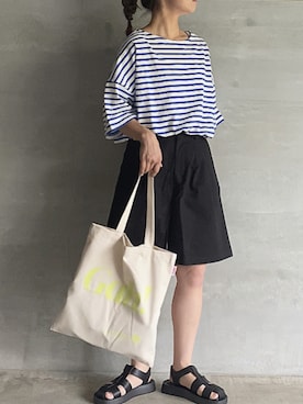 「アイテム（トートバッグ）」を使った、⁑⁑ぁぃ⁑⁑さん（レディース・157cm）の夏コーディネート