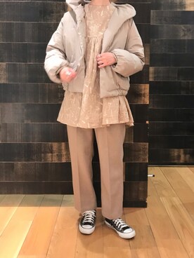 「刺繍」｜「アイテム（ダウンジャケット/コート）」を使った、mdt7さん（レディース・164cm）の秋コーディネート